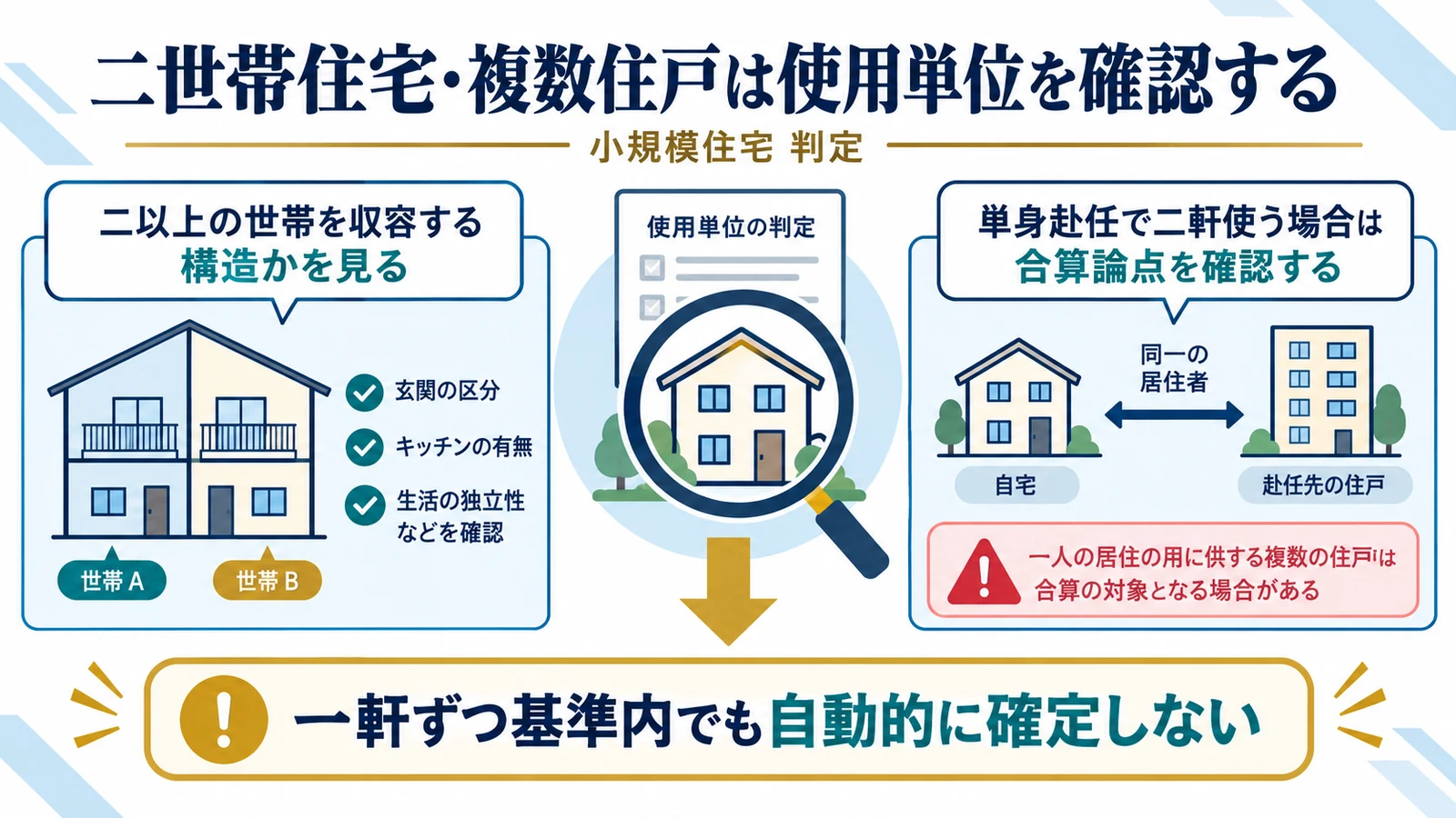 二世帯住宅・複数住戸は使用単位を確認する