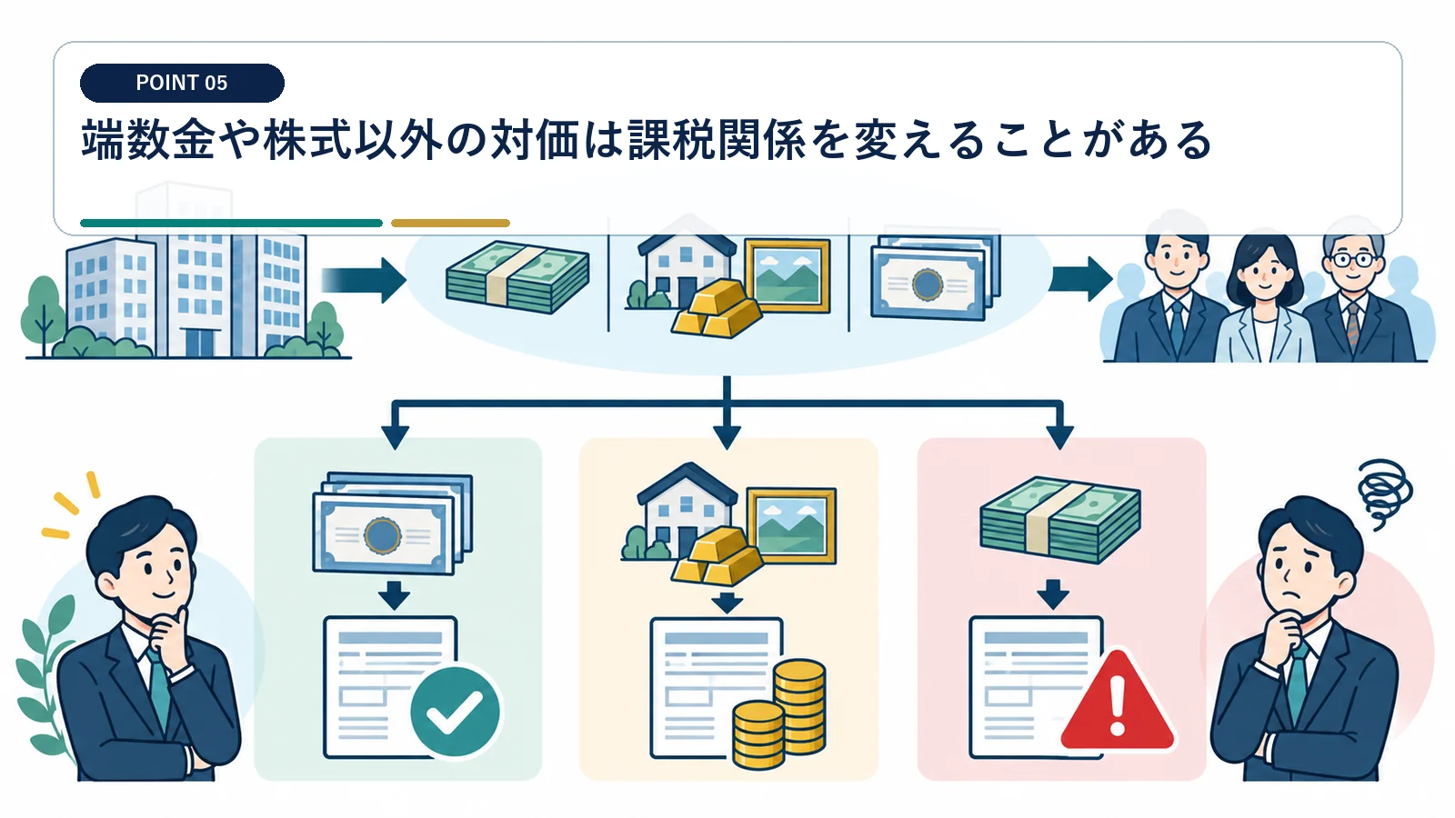 端数金や株式以外の対価は課税関係を変えることがある