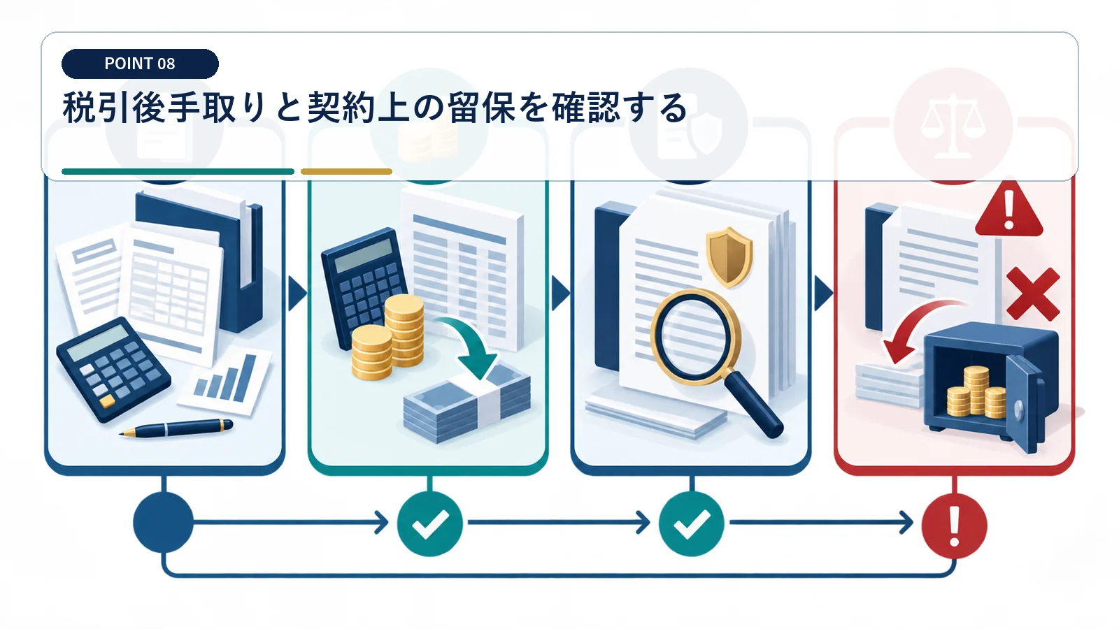 税引後手取りと契約上の留保を確認する