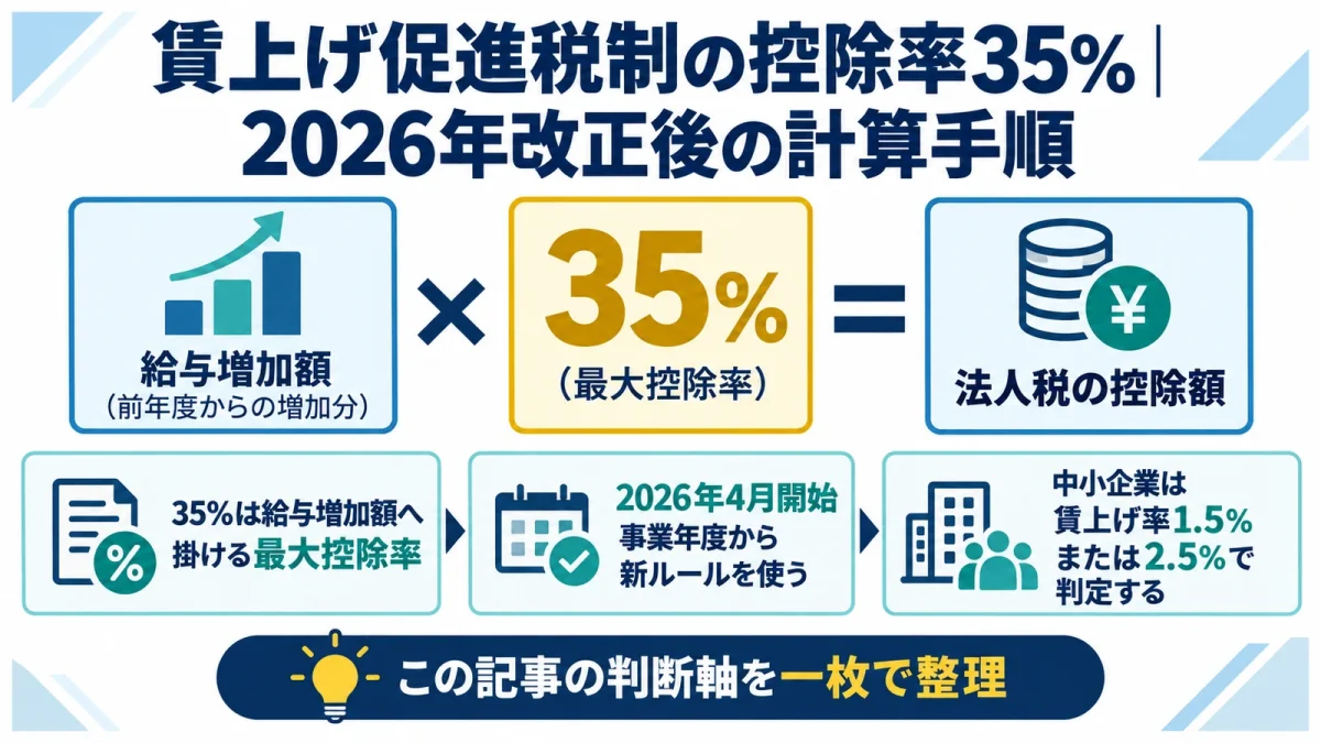 賃上げ促進税制の控除率35%｜2026年改正後の計算手順