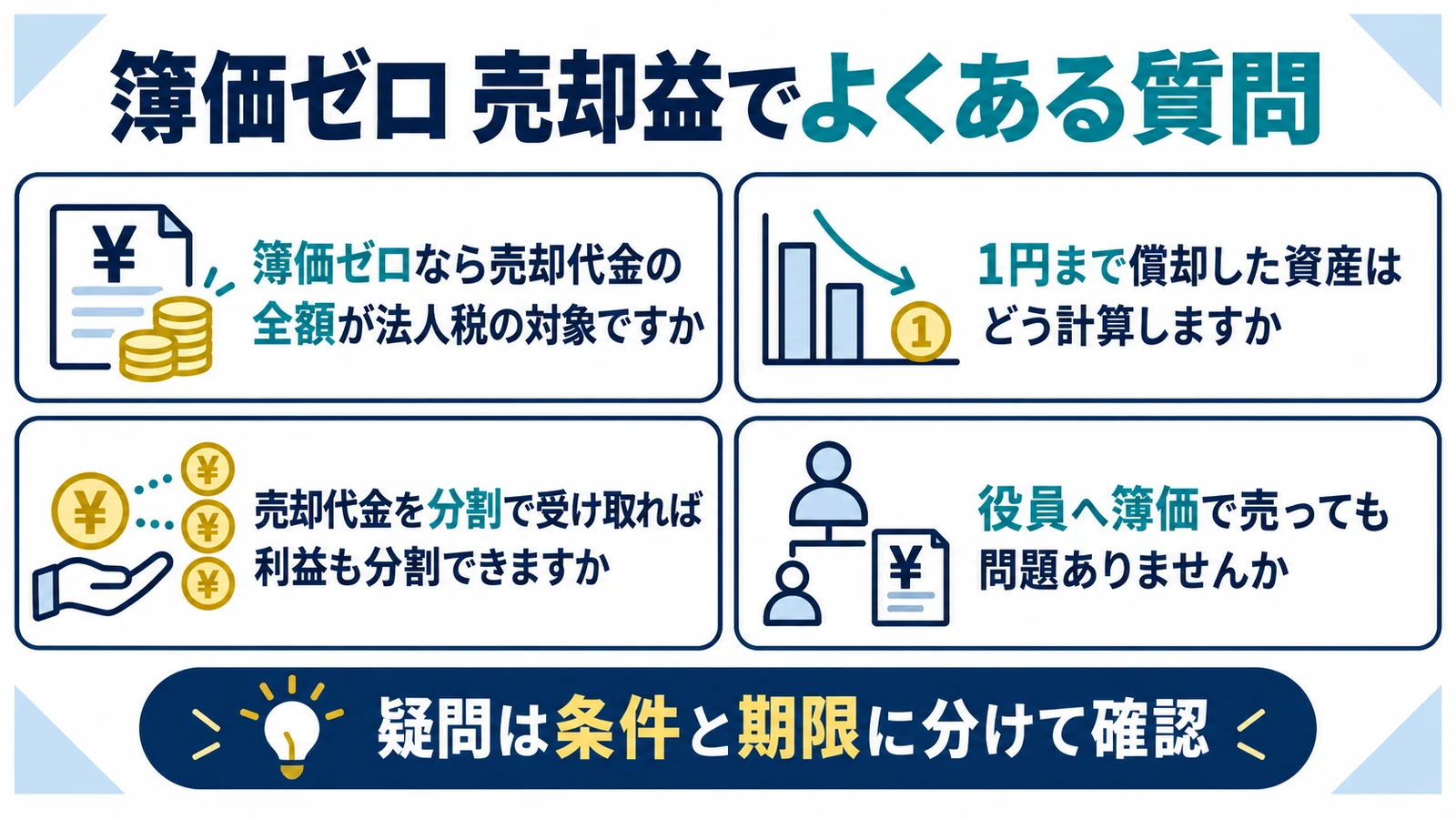 簿価ゼロ 売却益でよくある質問