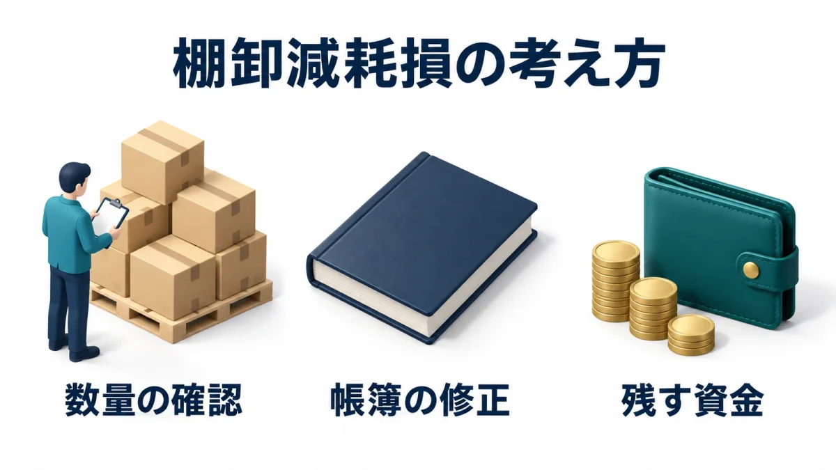 棚卸減耗損を数量確認と帳簿修正と残す資金に分けて考える