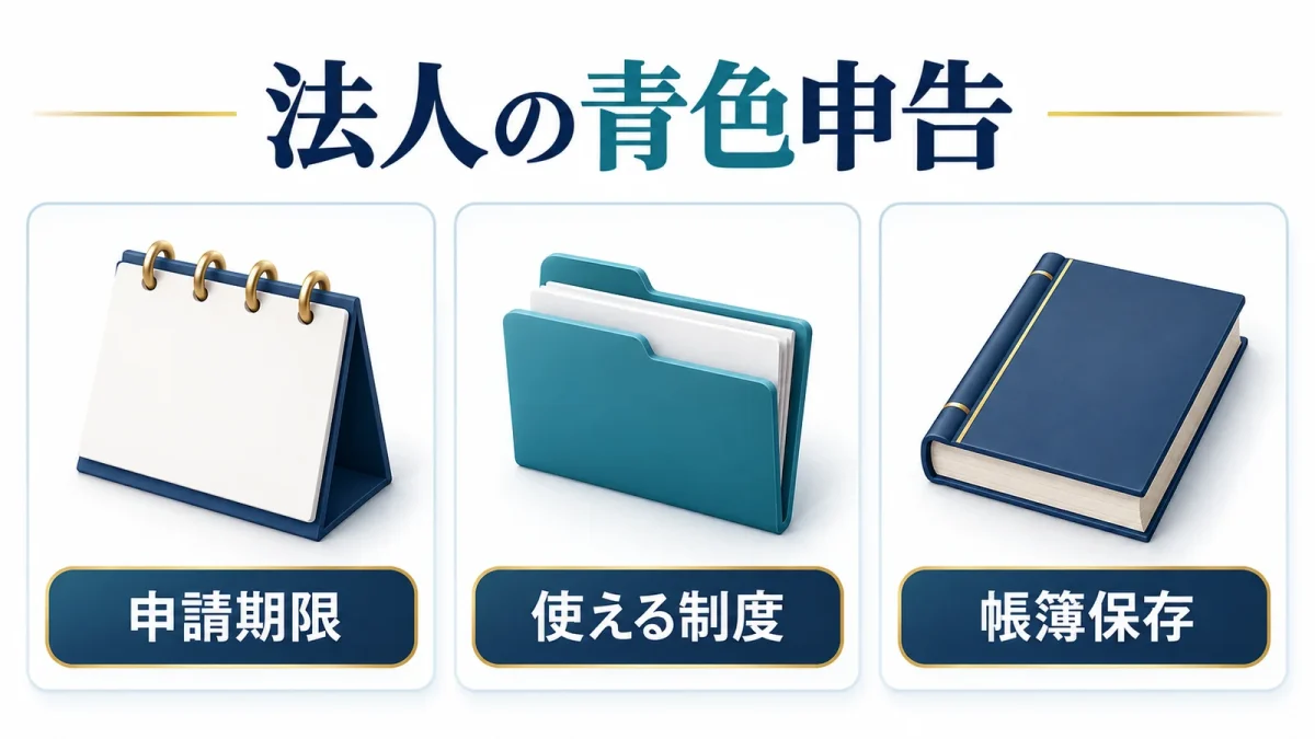 法人の青色申告を申請期限と使える制度と帳簿保存から確認