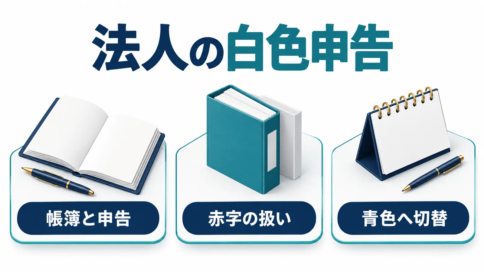 法人の白色申告の帳簿と申告と赤字と青色切替を確認