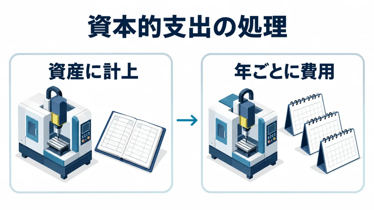 資本的支出を資産に計上して年ごとに費用にする