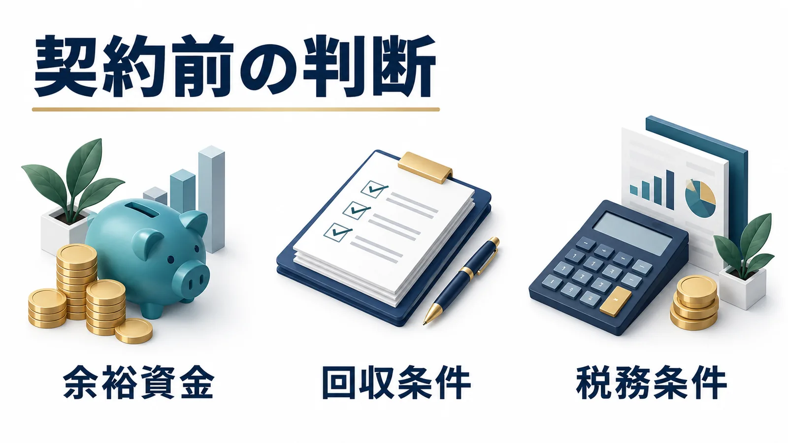 契約前に余裕資金と回収条件と税務条件を確認