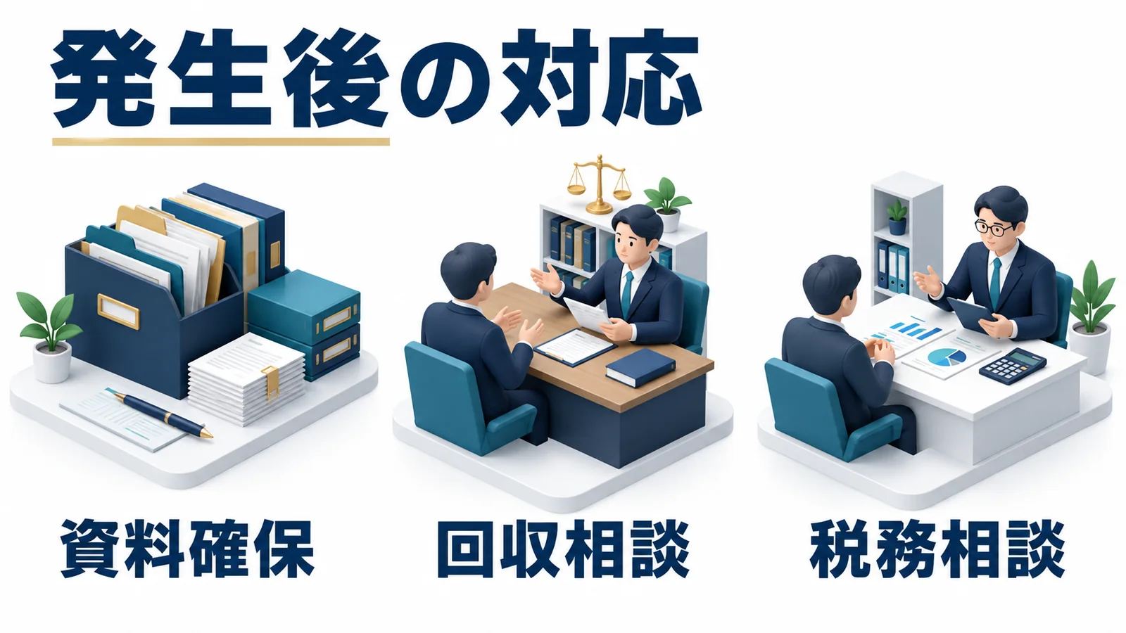 問題発生後の資料確保と回収相談と税務相談
