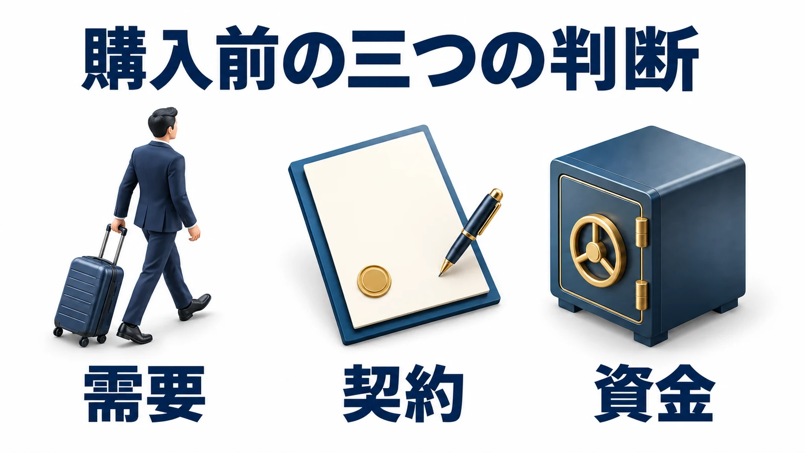 購入前の三つの判断:需要・契約・資金