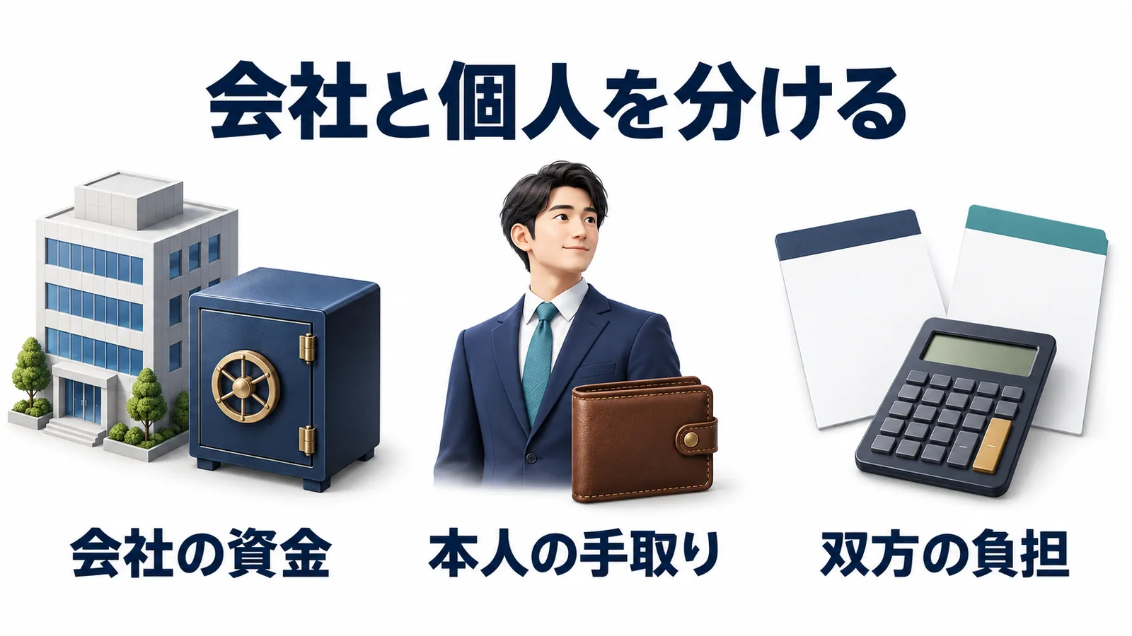 会社と個人の資金と双方の負担を分ける