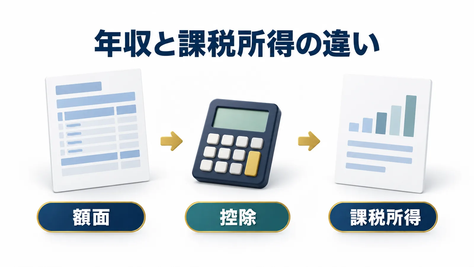 額面から控除を確認して課税所得を計算