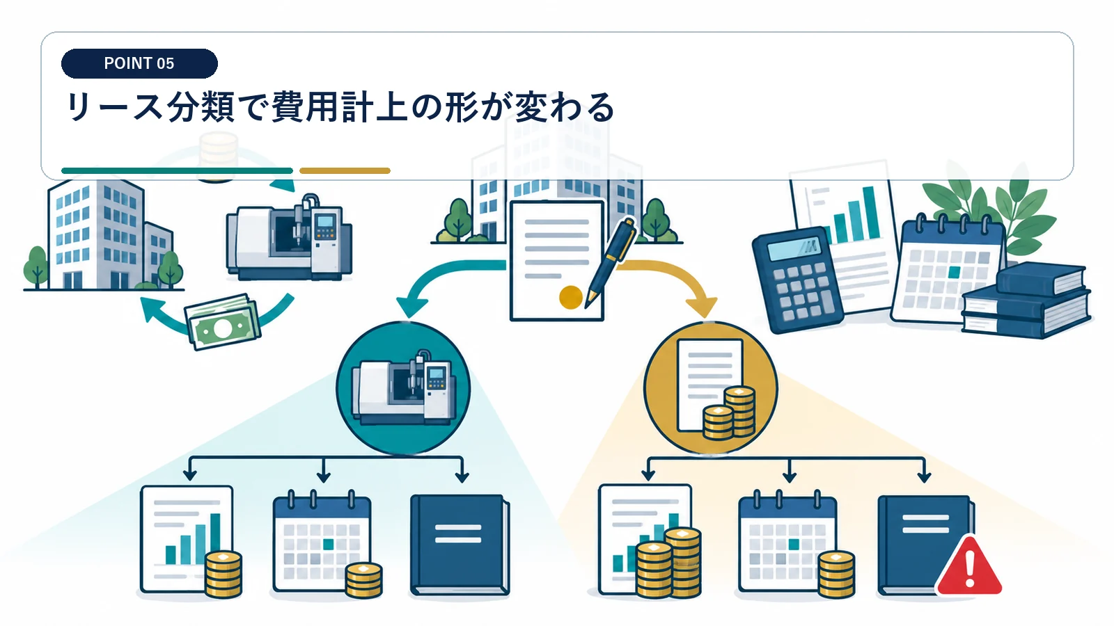 リース分類で費用計上の形が変わる