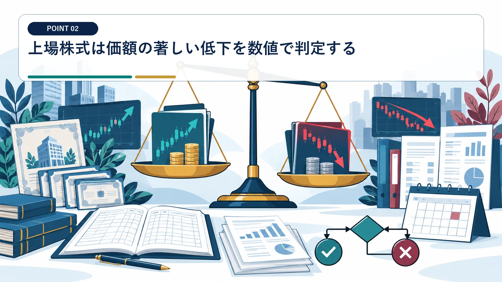 上場株式は価額の著しい低下を数値で判定する