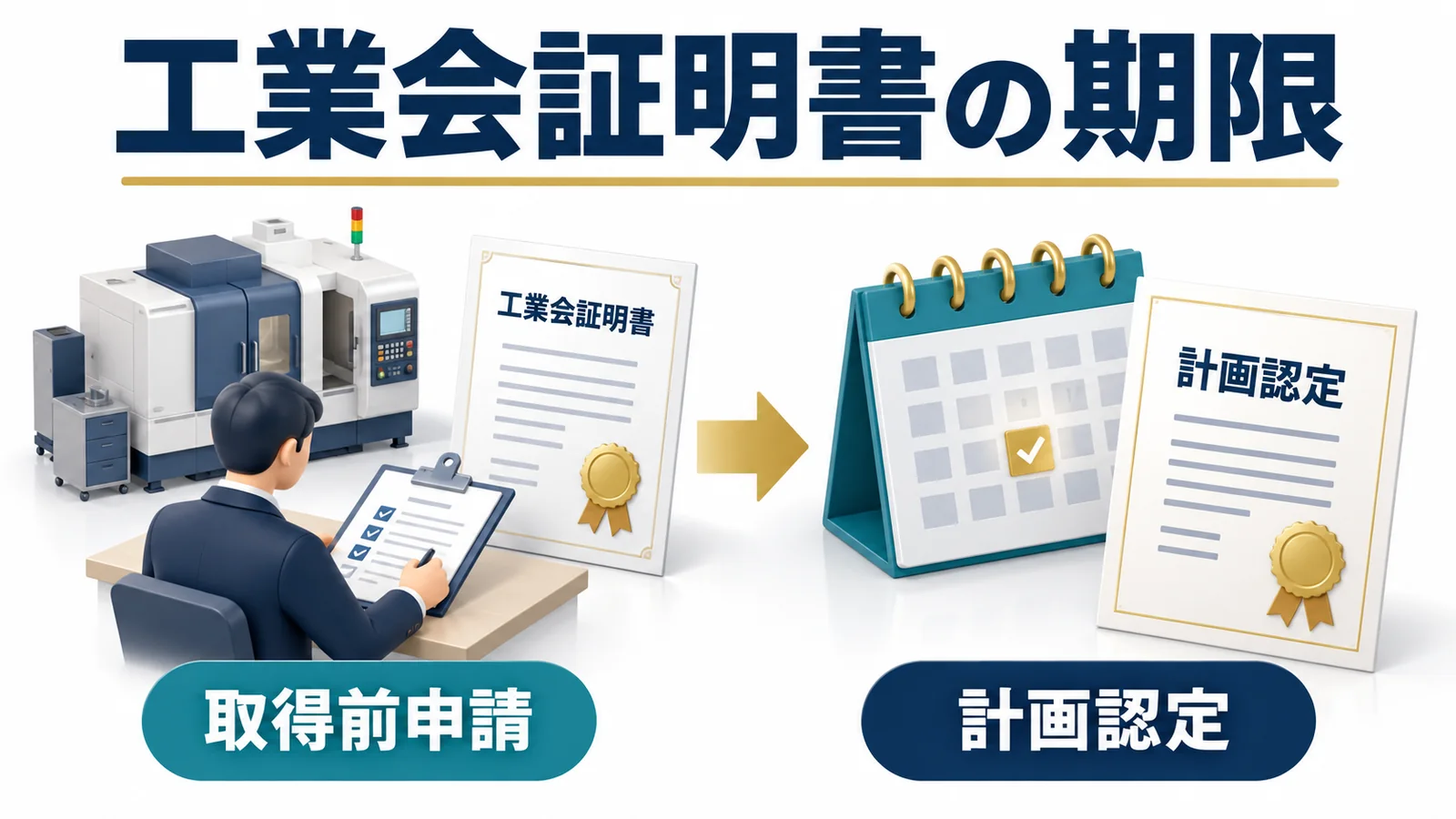 工業会証明書の期限：取得前申請・計画認定