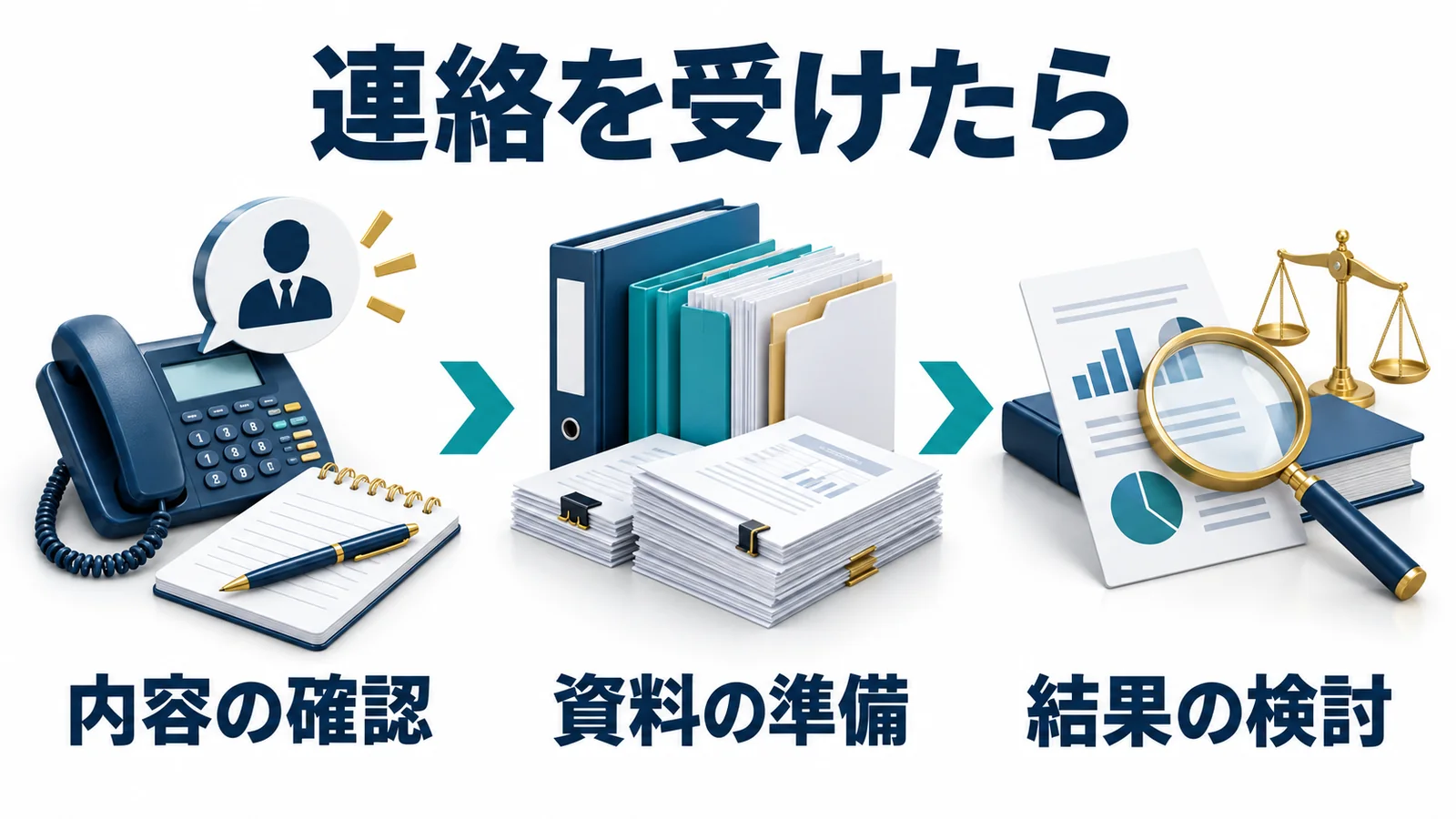 連絡を受けたら:内容の確認・資料の準備・結果の検討