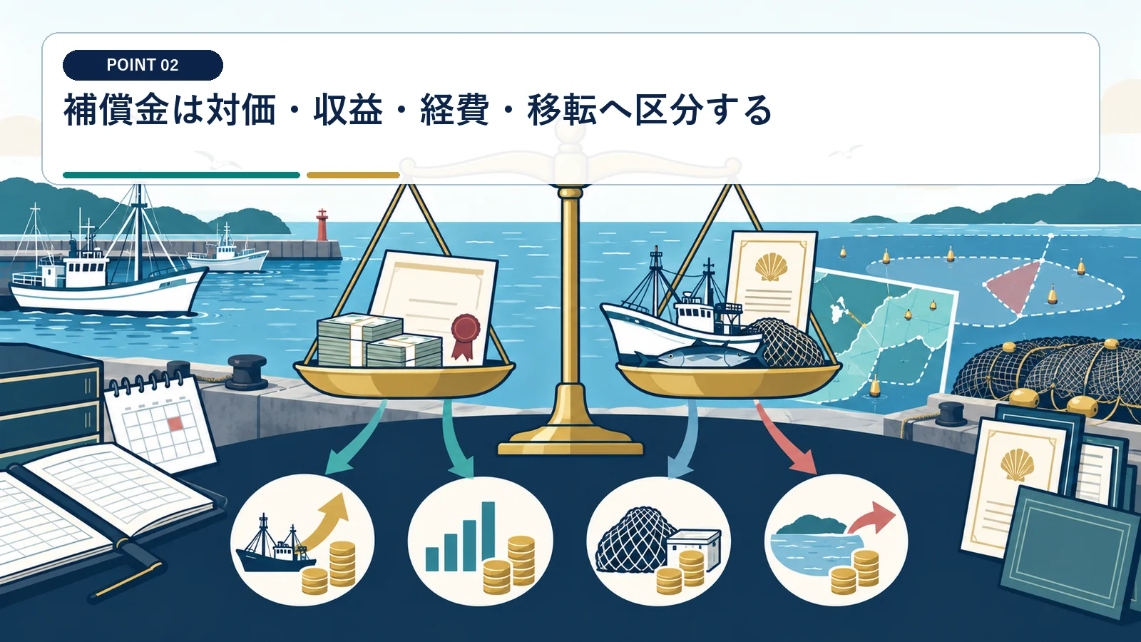 補償金は対価・収益・経費・移転へ区分する