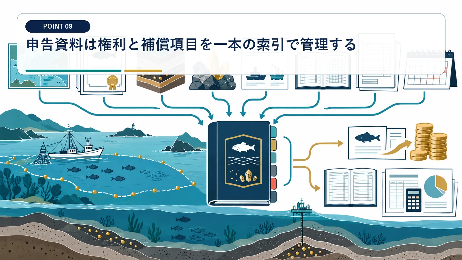 申告資料は権利と補償項目を一本の索引で管理する