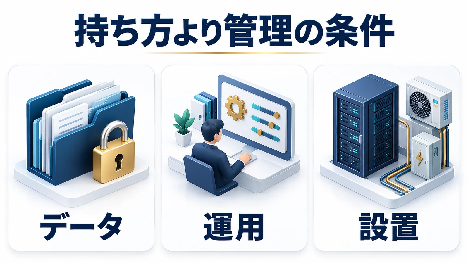 データと運用と設置の管理条件を確認