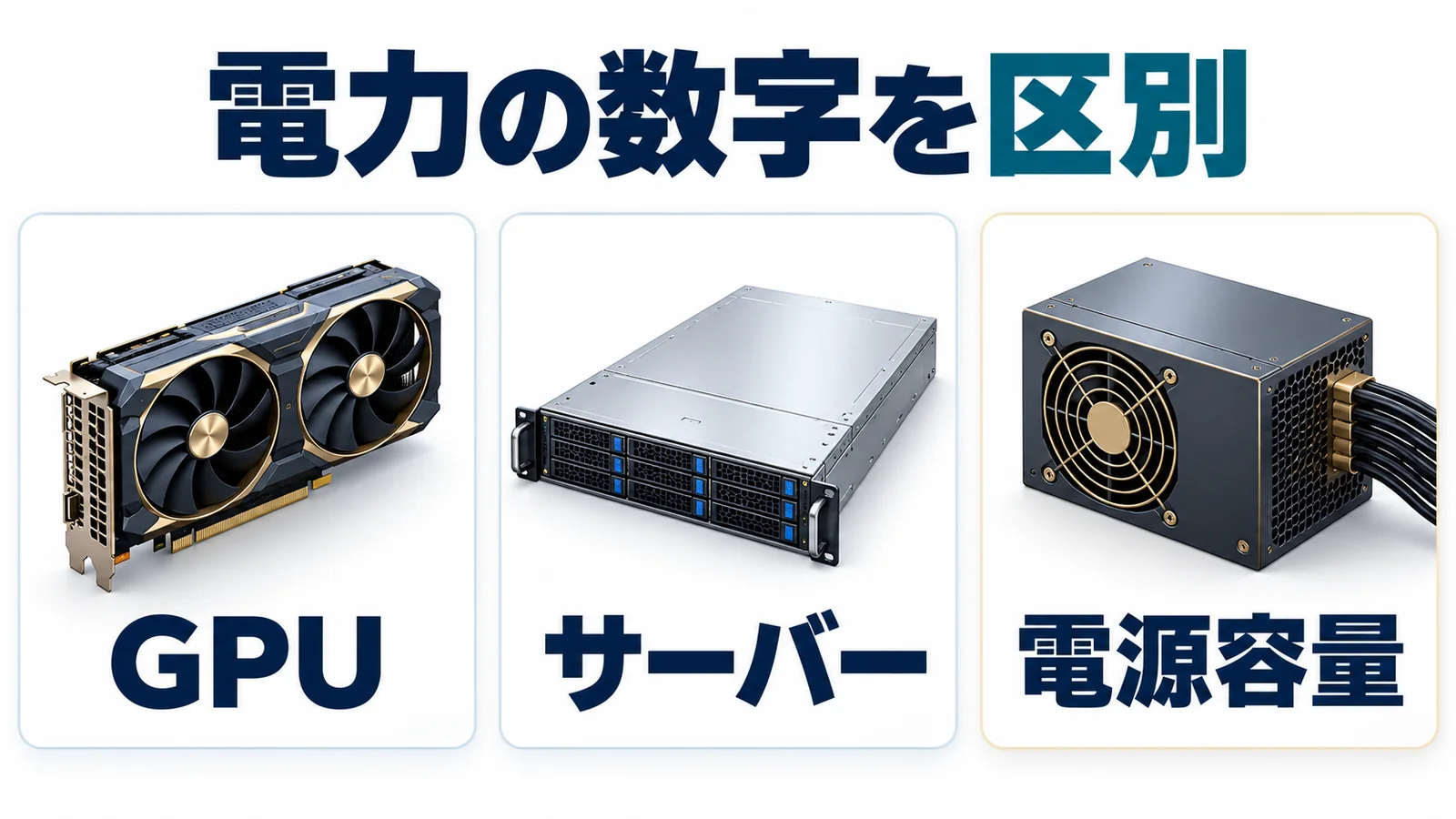 GPU単体とサーバー全体と電源容量を区別する