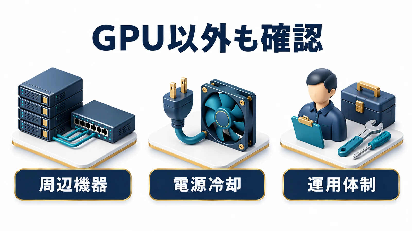 GPU以外の周辺機器・電源冷却・運用体制の確認
