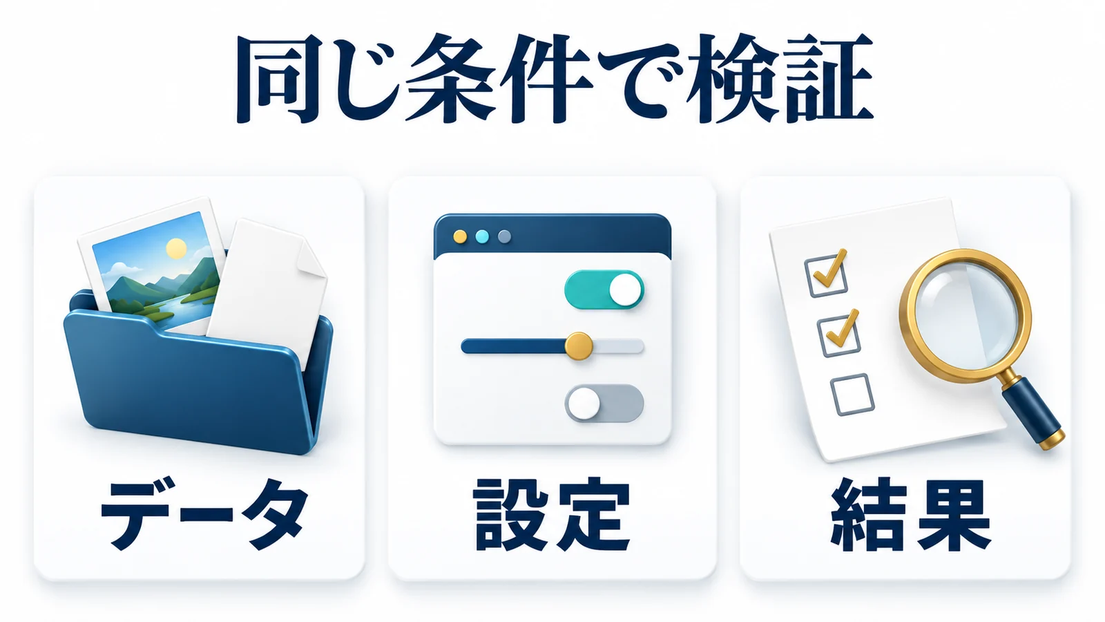 同じデータと設定で結果を検証