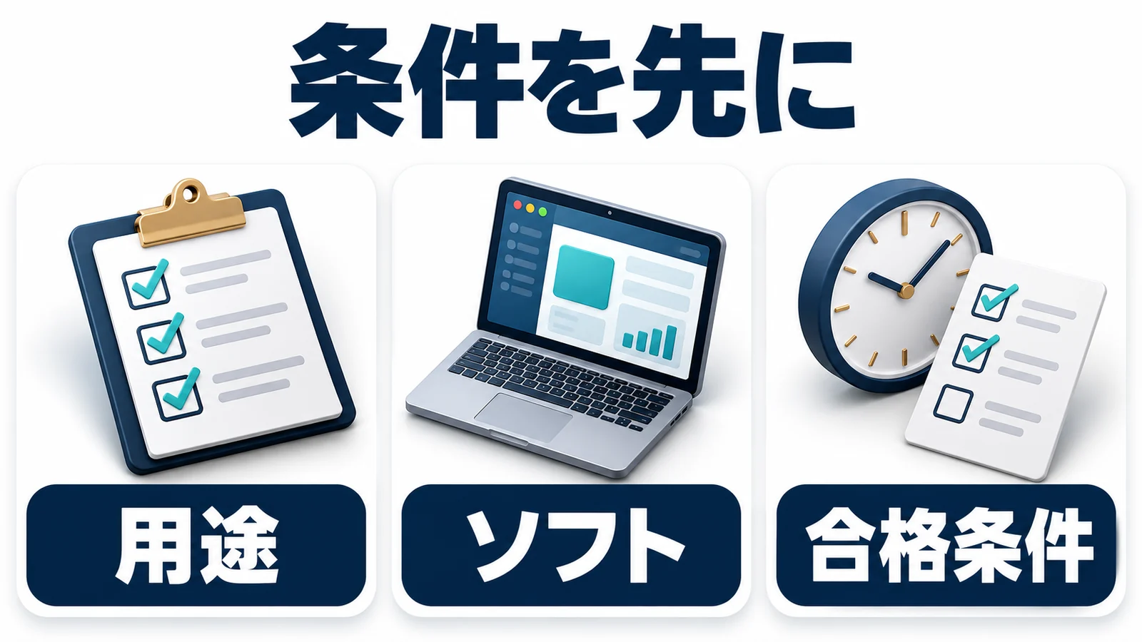 用途とソフトと合格条件を先に整理