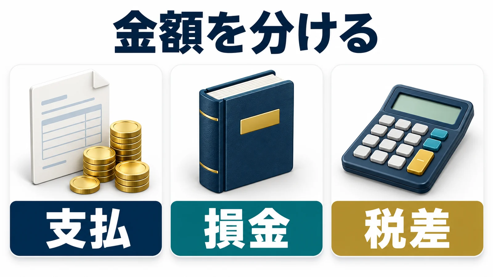 支払と損金と税差を別の金額として確認