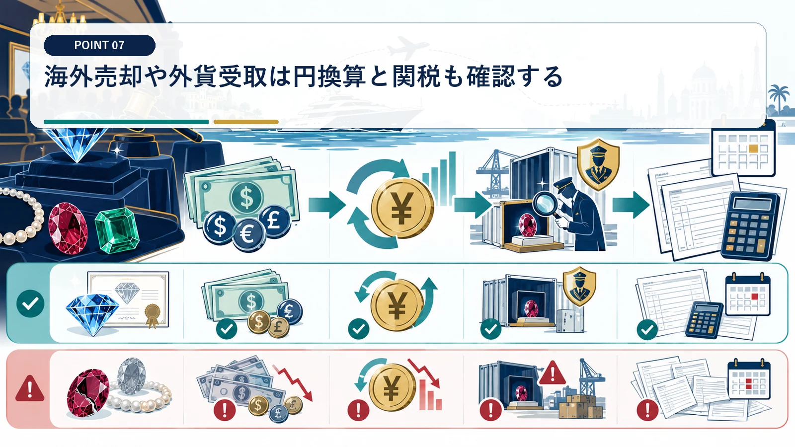 海外売却や外貨受取は円換算と関税も確認する