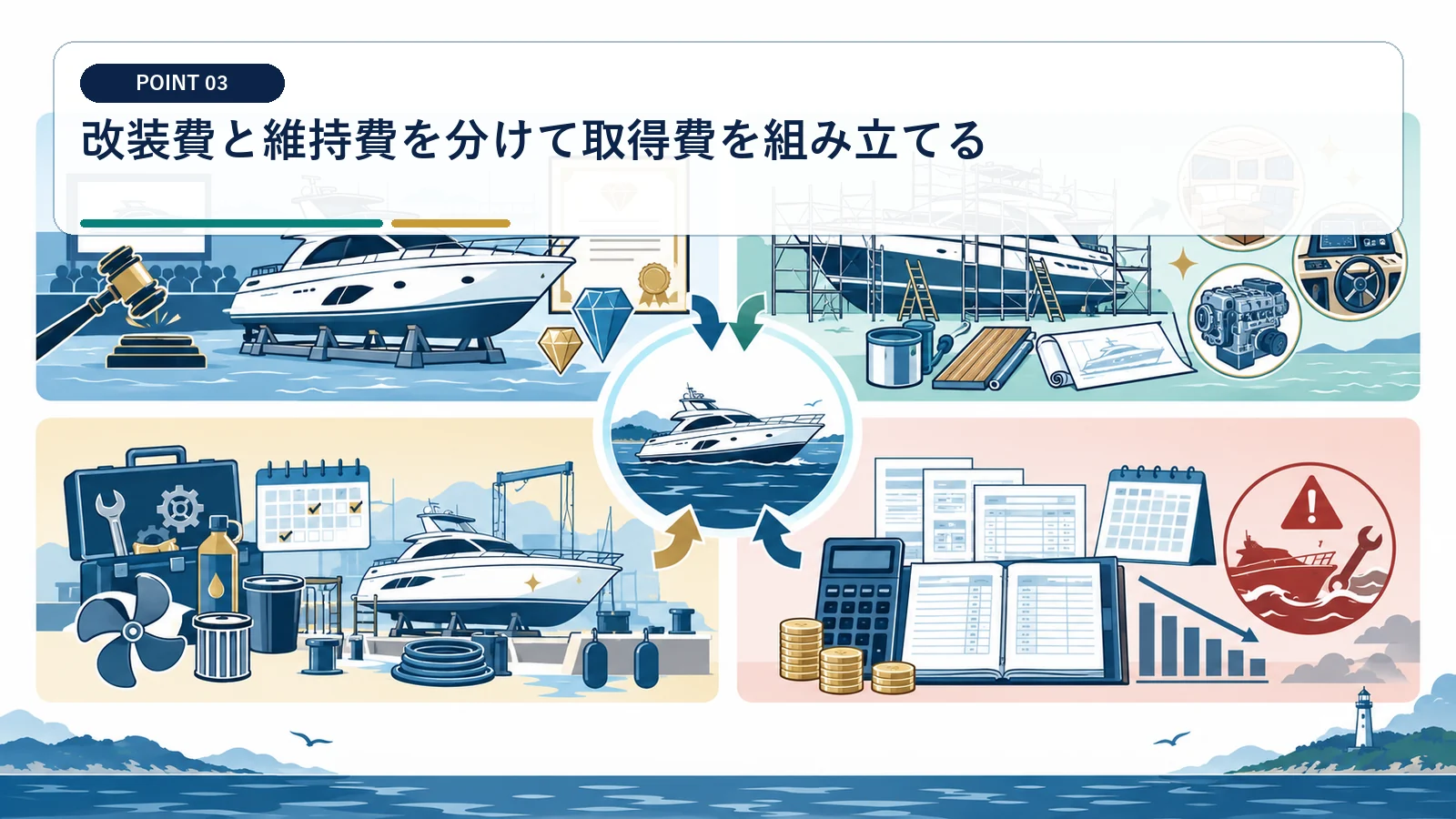 改装費と維持費を分けて取得費を組み立てる