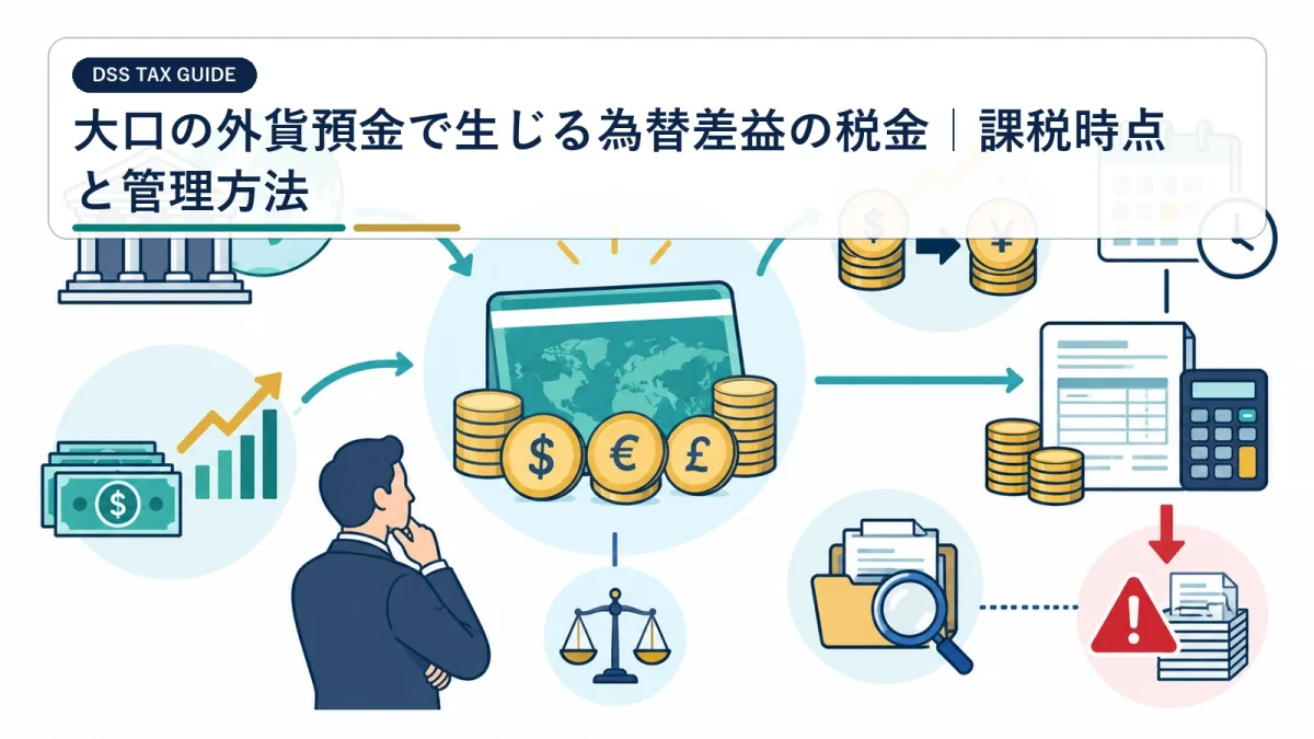 大口の外貨預金で生じる為替差益の税金｜課税時点と管理方法