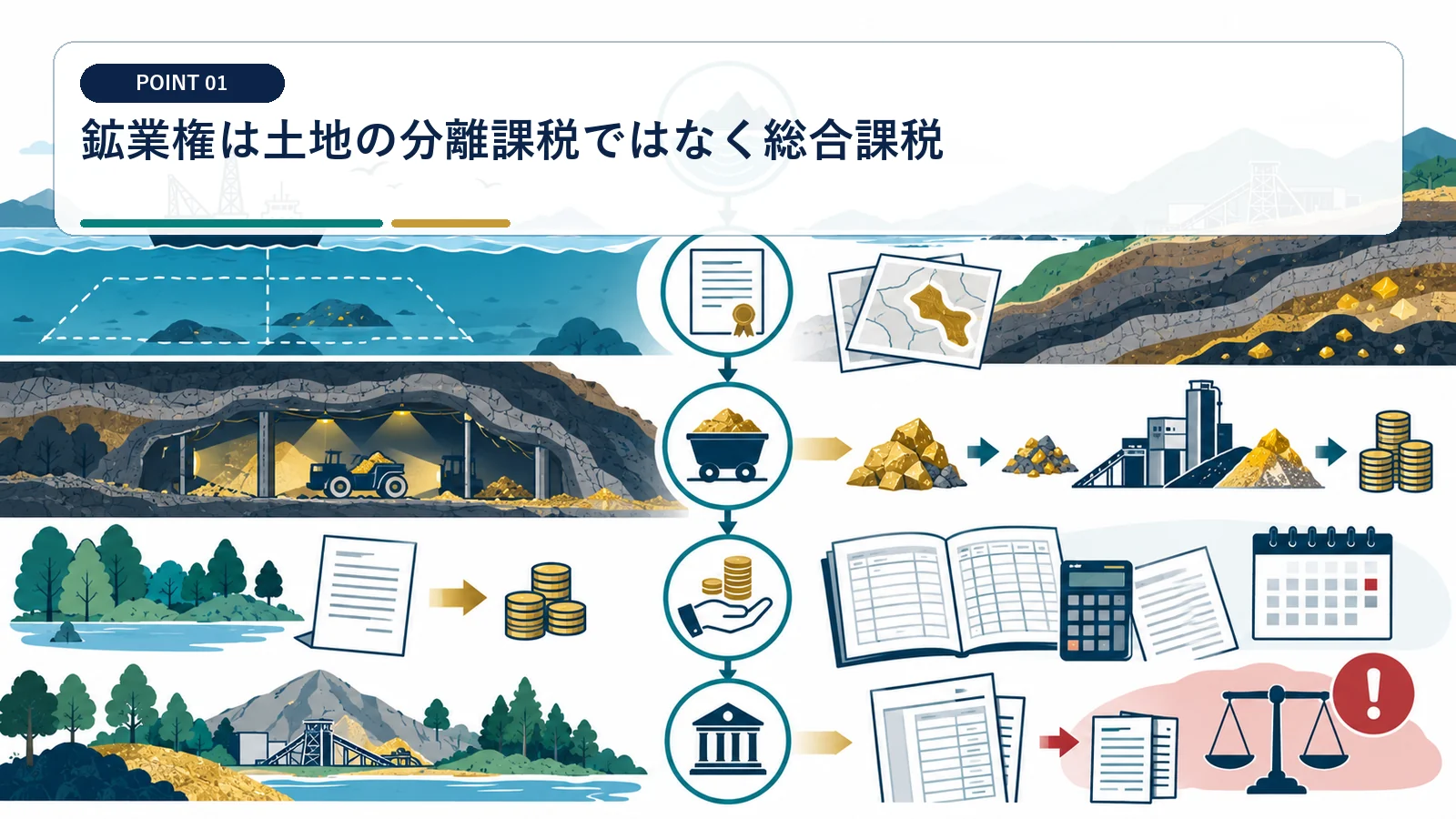 鉱業権は土地の分離課税ではなく総合課税