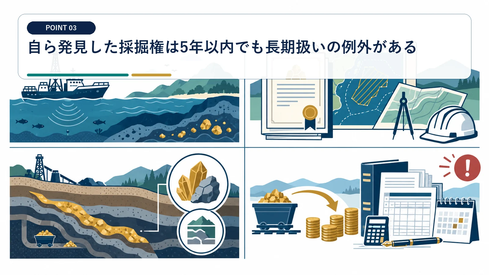 自ら発見した採掘権は5年以内でも長期扱いの例外がある