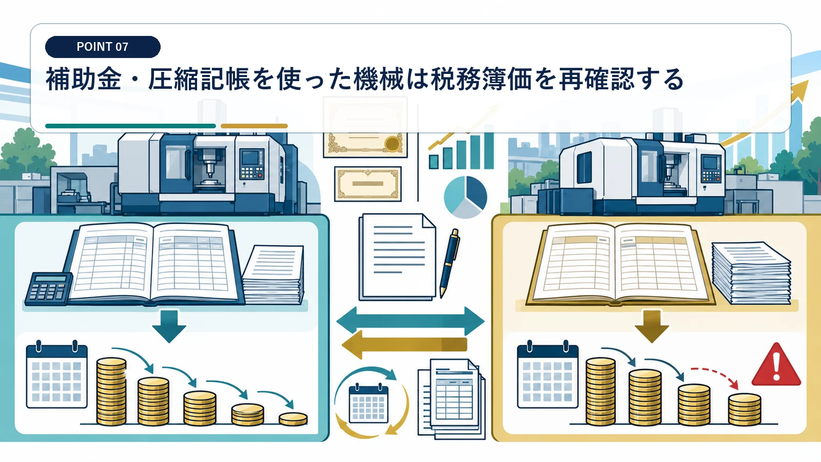 補助金・圧縮記帳を使った機械は税務簿価を再確認する