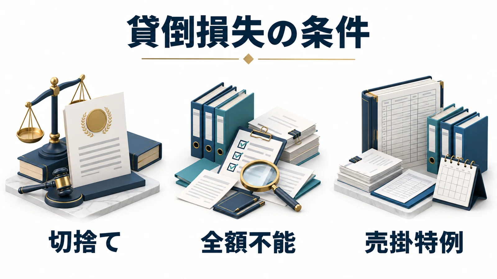 貸倒損失の条件：切捨て・全額不能・売掛特例