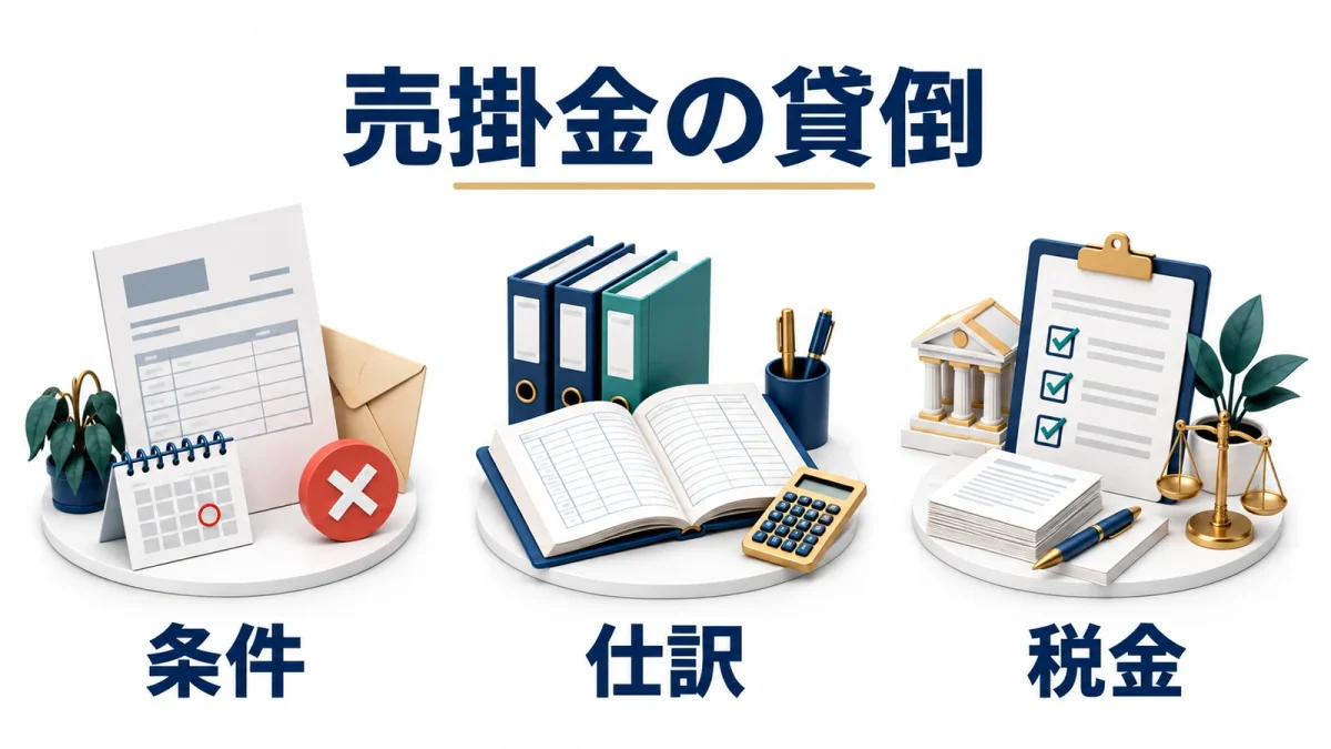 売掛金の貸倒：条件・仕訳・税金