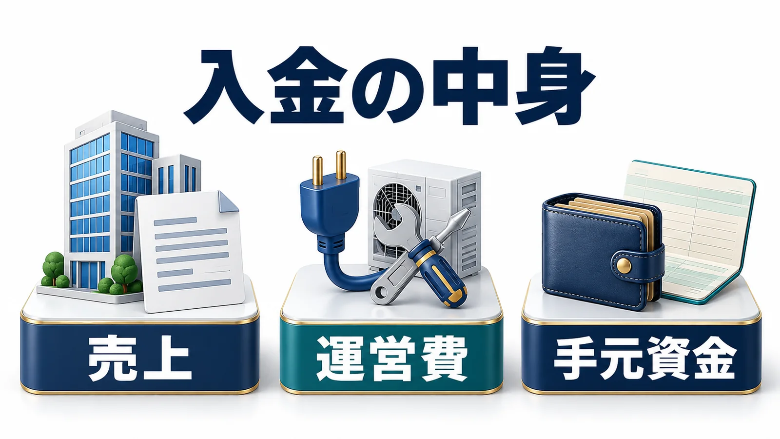 売上と運営費と手元資金を分けて確認