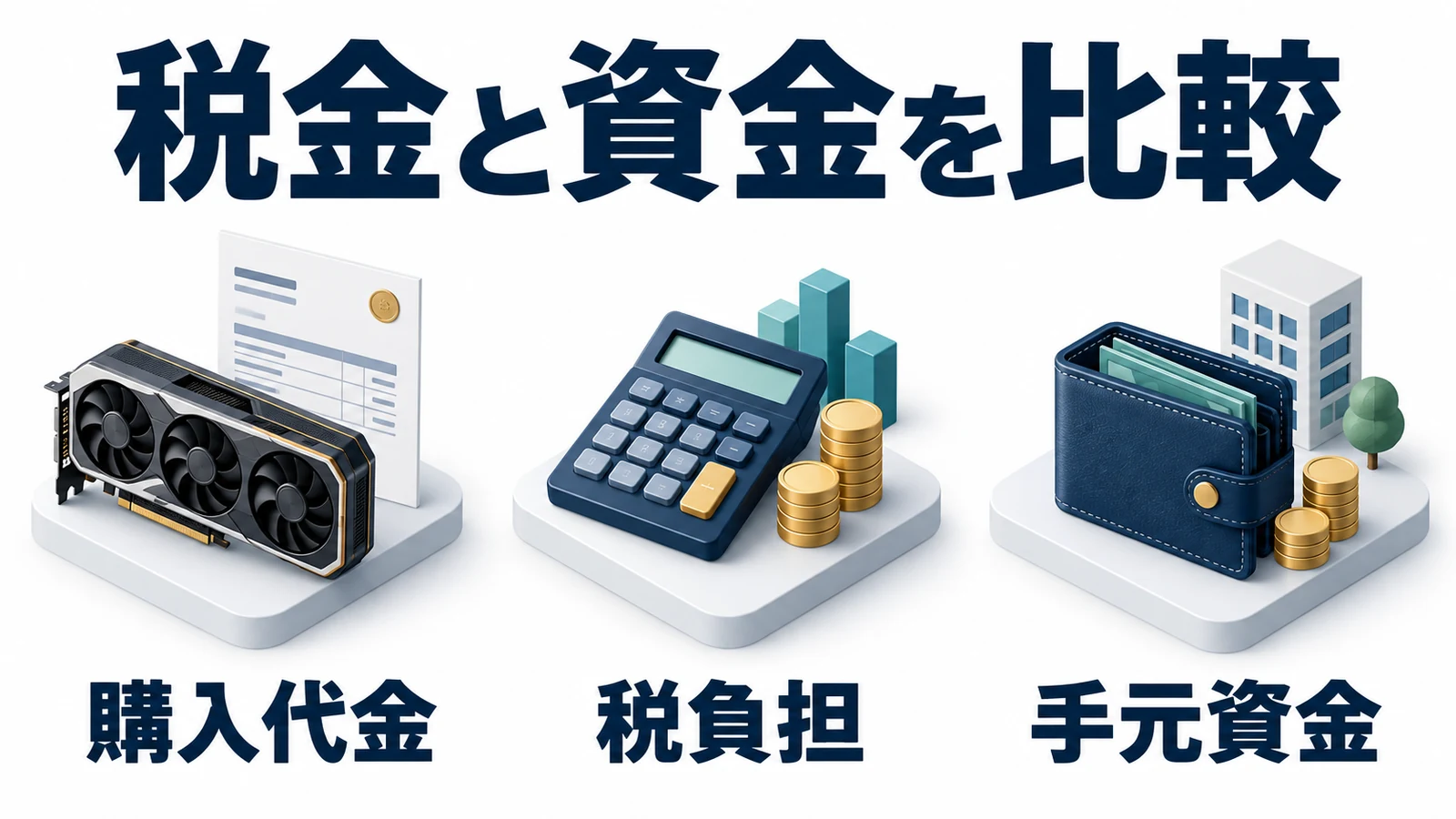 設備の購入代金と税負担と手元資金を比較